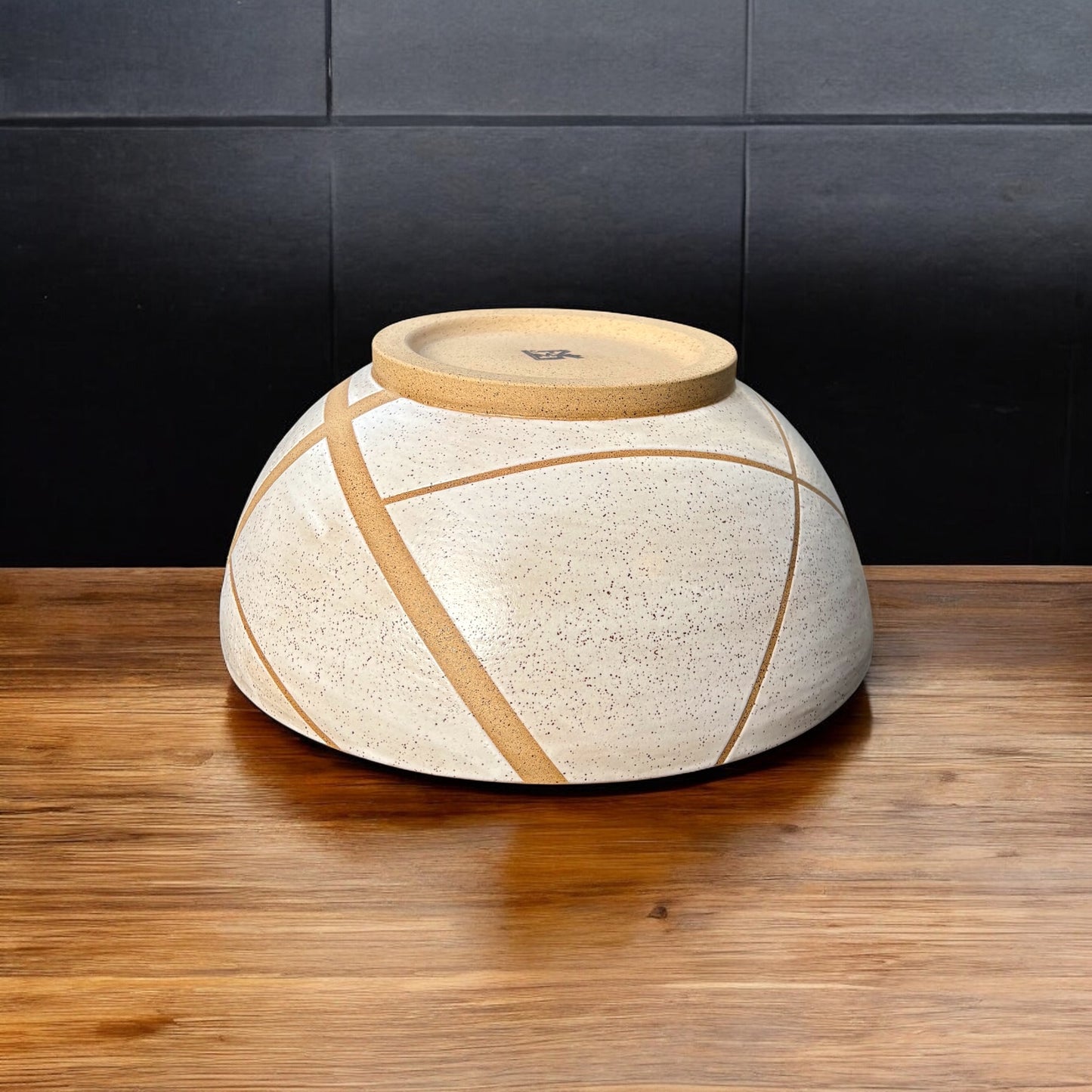 White Striped Salad Bowl