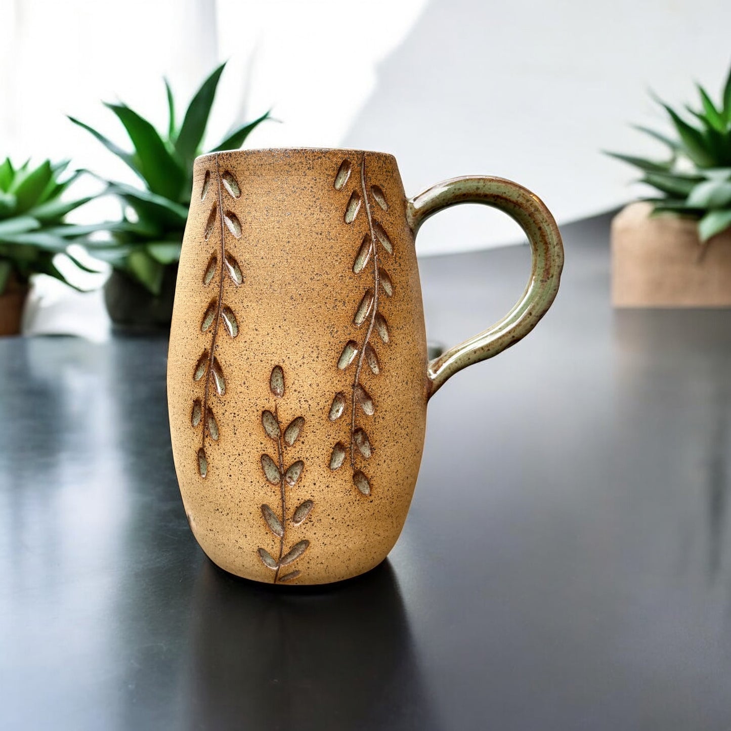 To-Go Green Leaves Mug